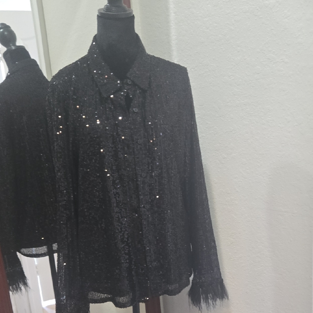 Nanette Lepore Black Textured Blouse